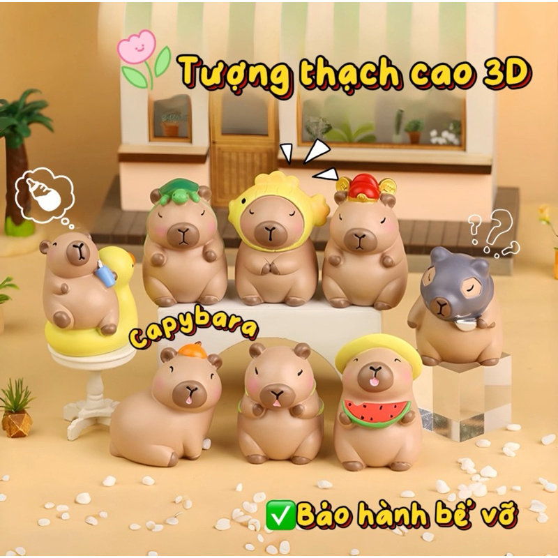 Creative Medium Size Capybara Plaster Coloring Statue (Color and brush ...