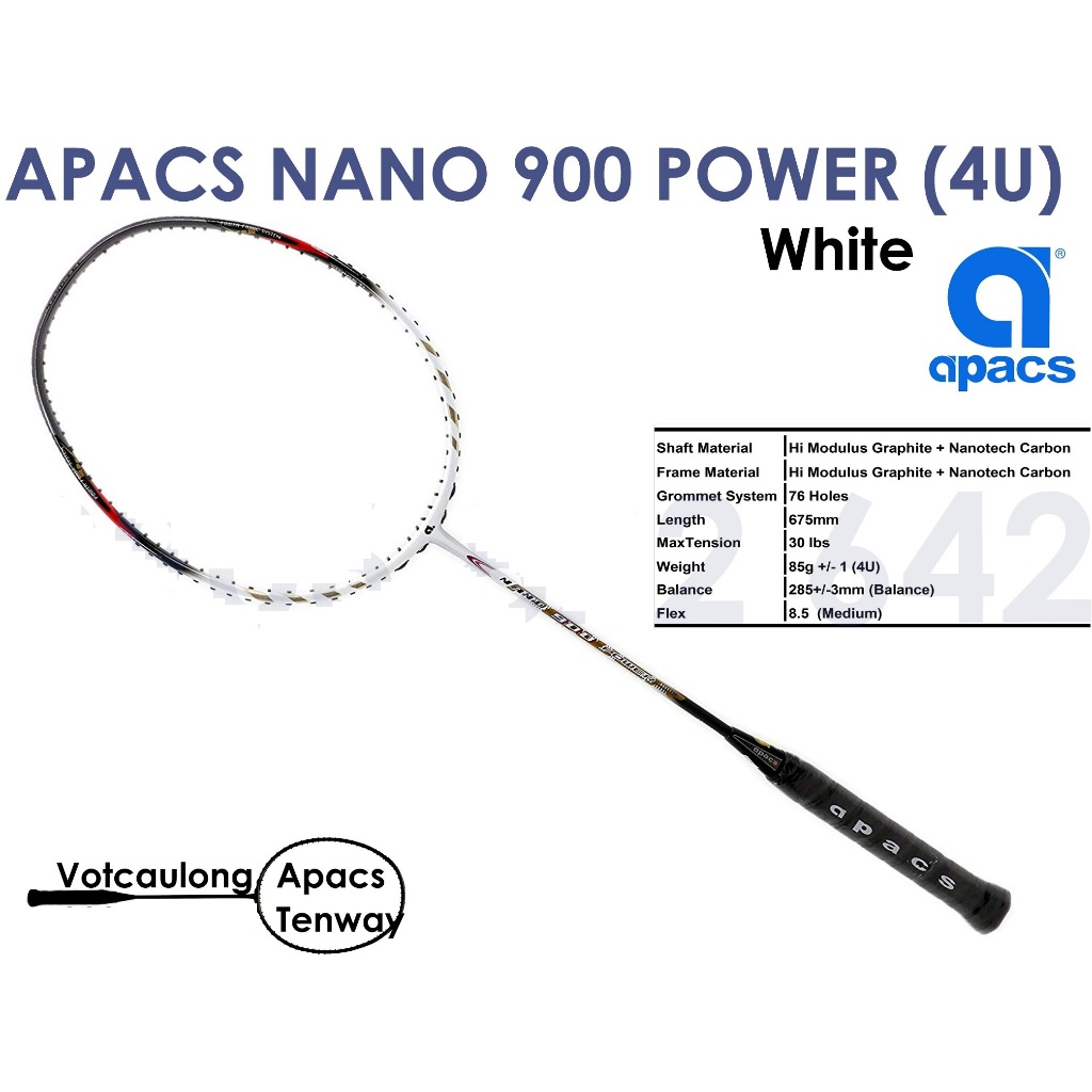 Badminton Racket APACS NANO 900 Power Genuine White | Shopee Philippines