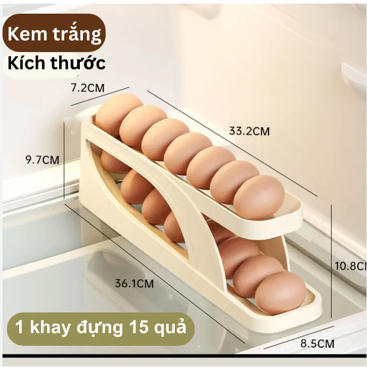 Fridge egg tray, 2-layer egg tray in cream color, convenient and safe ...