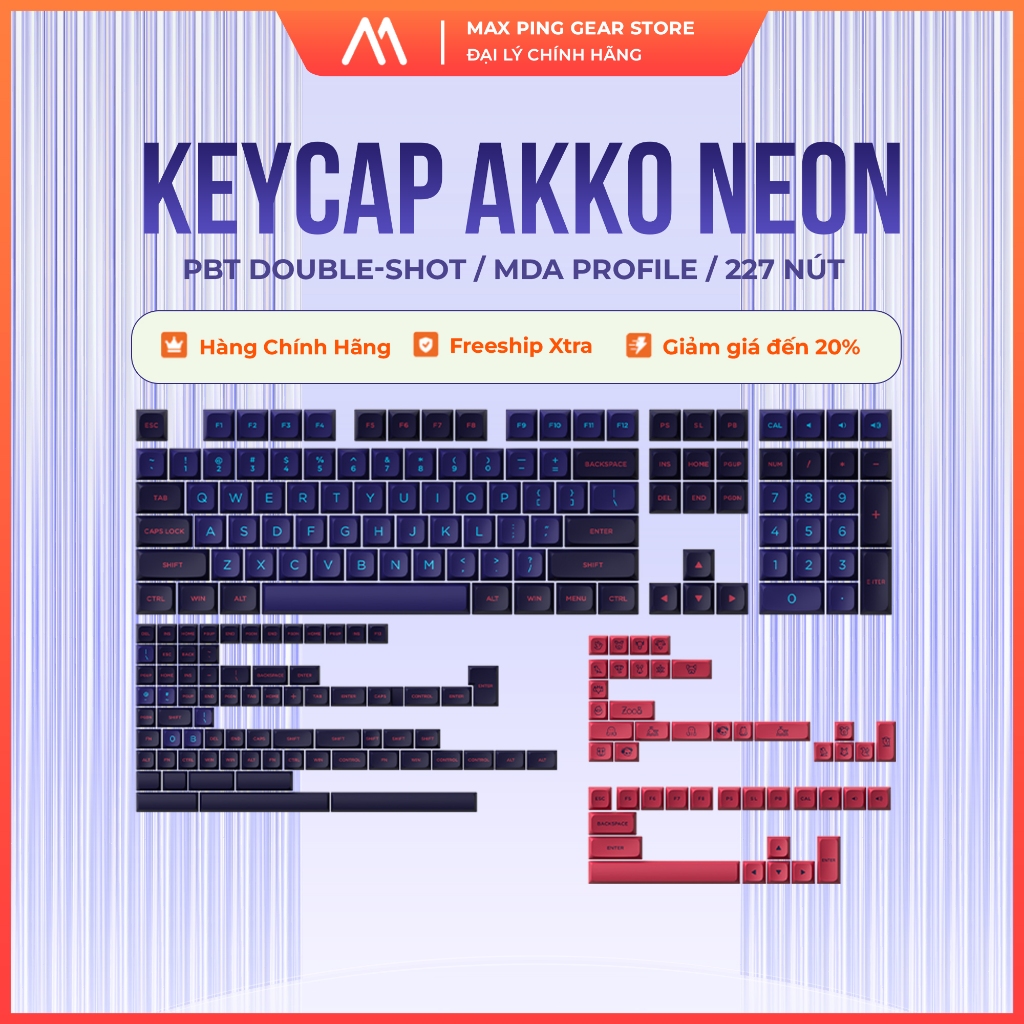 [FIRE] AKKO Keycap set–Neon (PBTDouble-Shot /MDA profile /227 buttons ...