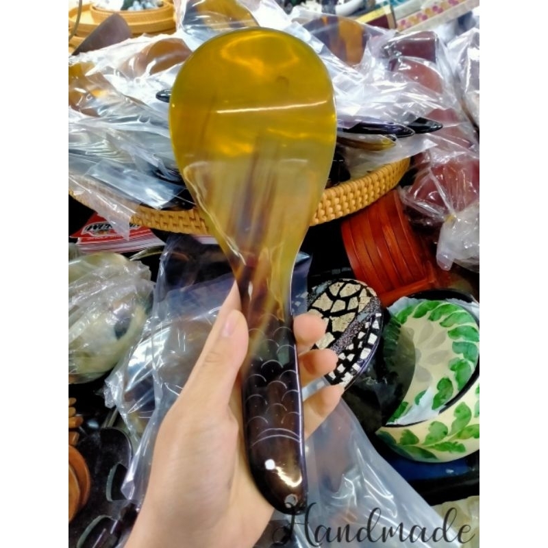 Rice Ladle Crafted with Horn and Handle Engraved with American Billion ...
