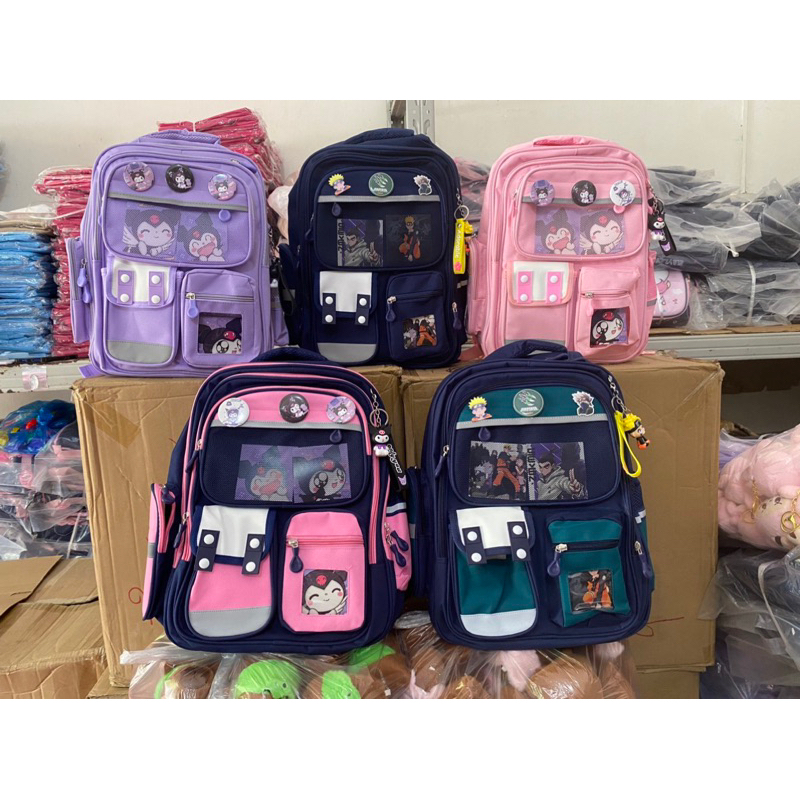 Kuromi Humpback Backpack With Multi-Color Key Chain For Children Grades ...