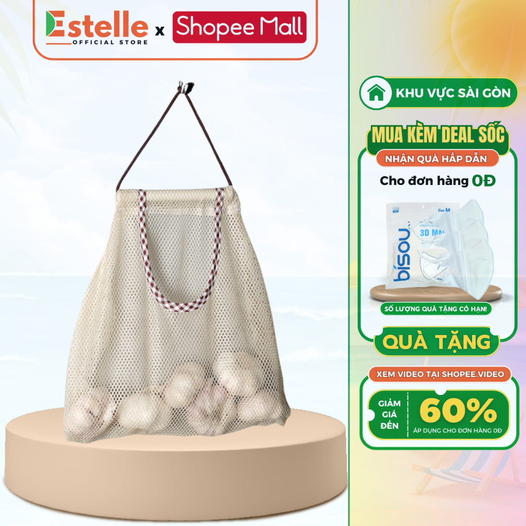 Estelle WallMounted Mesh Bag for Garlic, Onions, Ginger, Chili