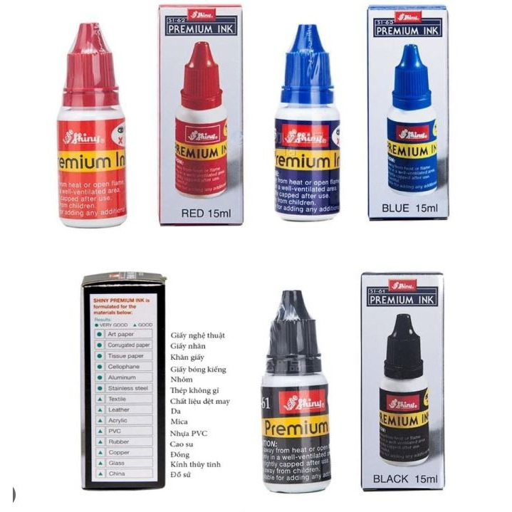 Shiny Premium Oil Stamp Ink SI-61, SI-62, SI-63 (1 Bottle) | Shopee ...