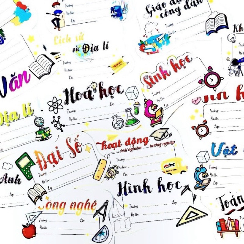 Combo Bag of 40 Notebook Labels for Grade 1 / 2 / 3 HAPPI Subjects