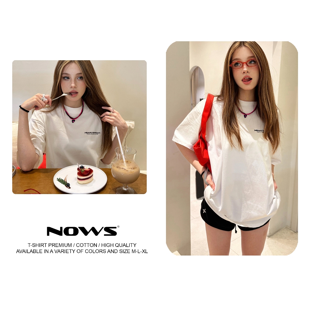 Nows HEARTBREAK LOGO oversize t-shirt, modern basic women's t-shirt ...