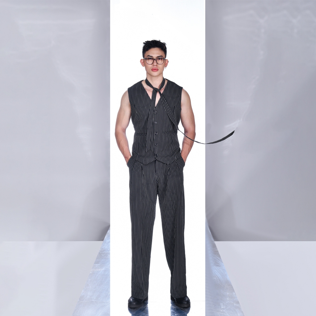 ZEBRA GILE BLACK STRIPED Shirt and Elegant Wide Leg Pants Set (With ...