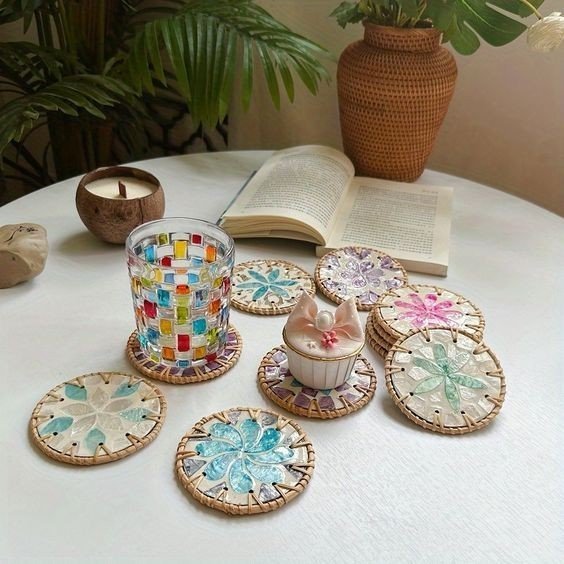 Mother-of-pearl rattan coasters, pot and pan coasters, dish coasters ...