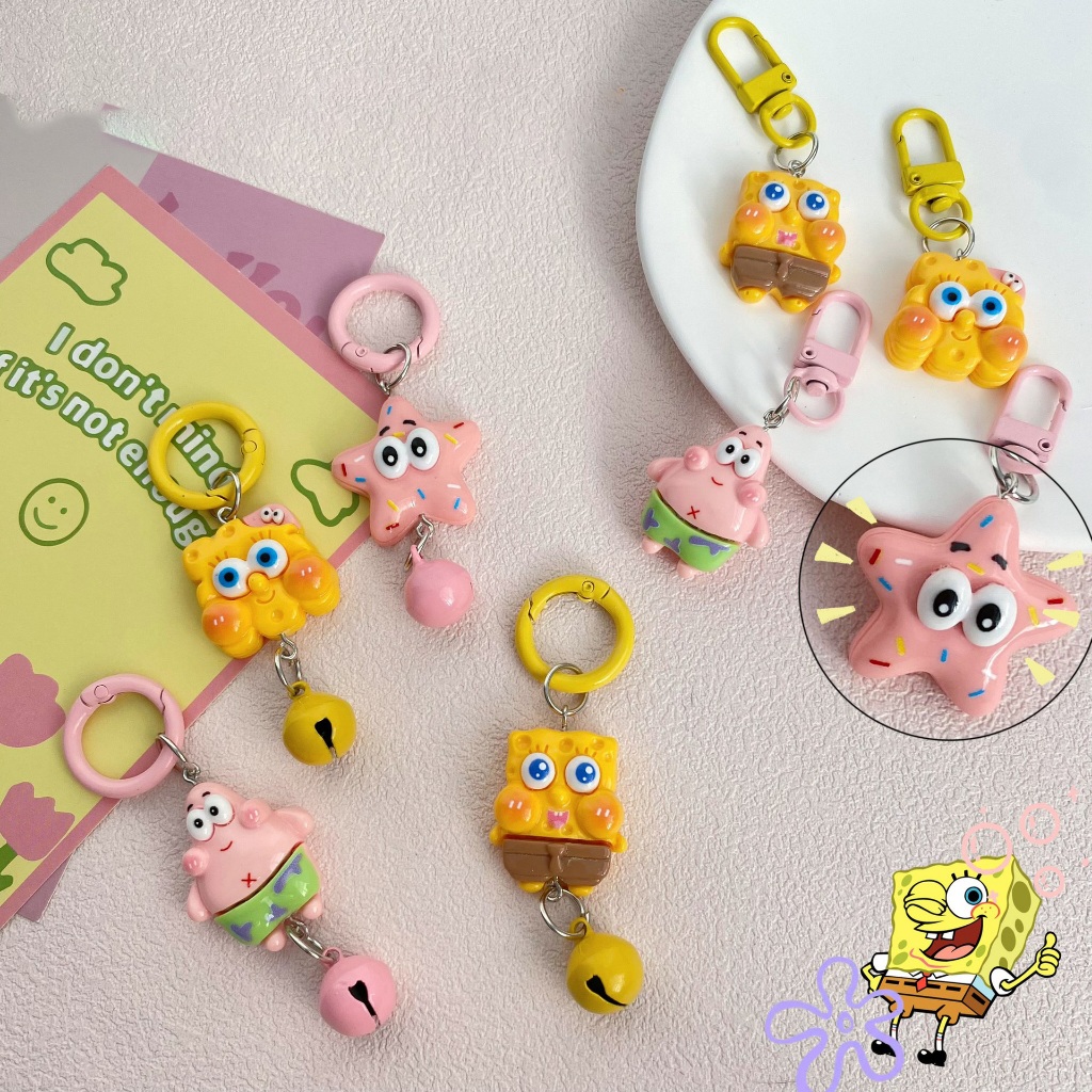 SpongeBob cute cartoon star keychain - Cartoon Sponge With (Bell ...