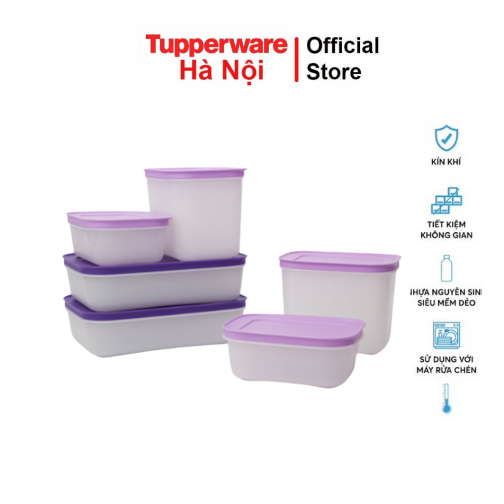 Tupperware Gen II Violet freezer box set with flexible purple lid ...