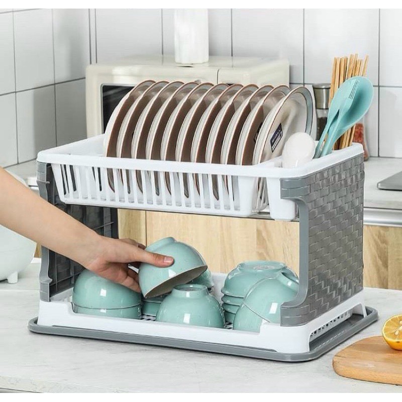 2-storey Dish Rack, Multi-Purpose Chopsticks Upside-Down Shelf With ...