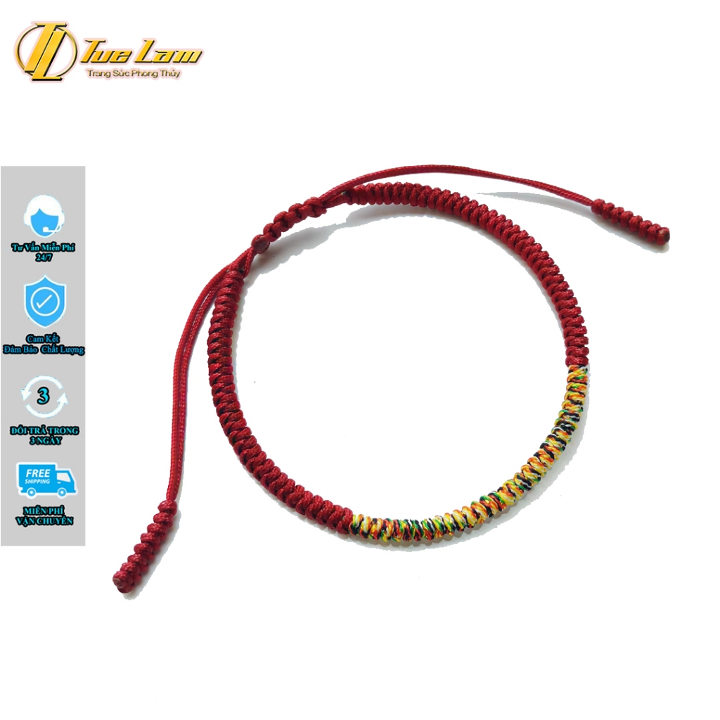 Lucky bracelet with red thread braided with Tibetan five-color thread ...