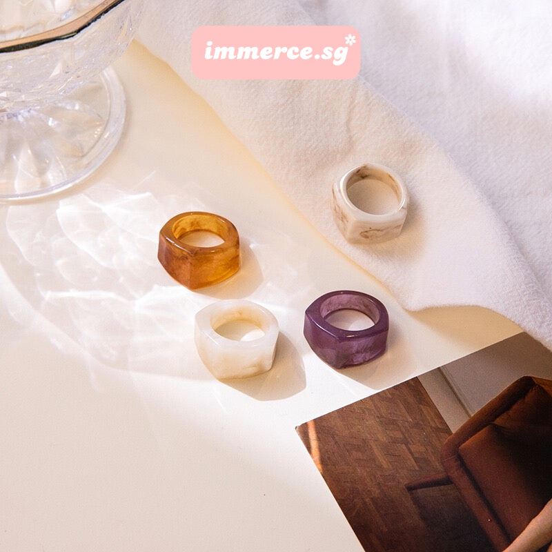 Elegant Korean Style Acrylic Plastic Ring For Women 17mm NLG | Shopee ...