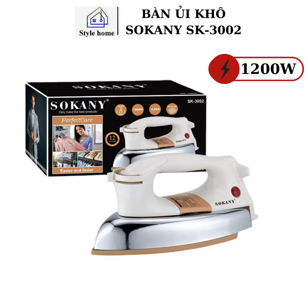 1200w highpower dry iron, nonstick soleplate, fast and flat ironing
