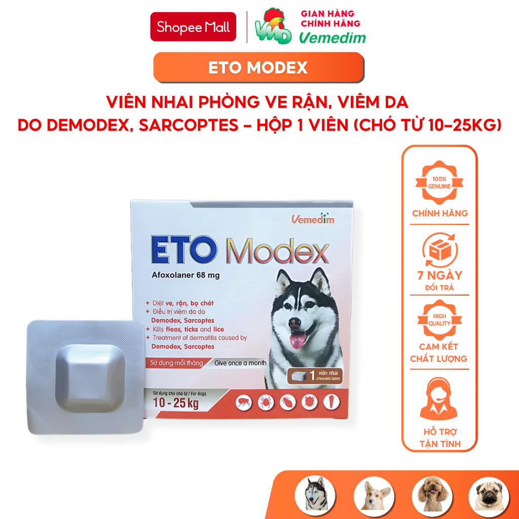 Vemedim ETO Modex - Kills ticks, lice, fleas, dermatitis caused by ...