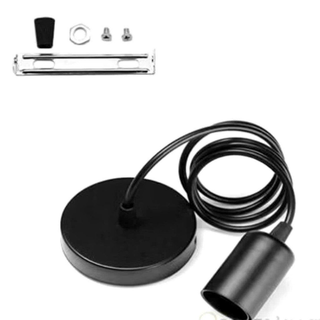 Wire set for black pendant lamp with E27 socket, common 1m long power