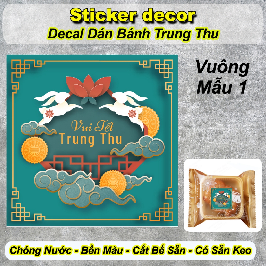 Square Moon Stamps on Boxes and Moon Cakes - Waterproof Sticker ...