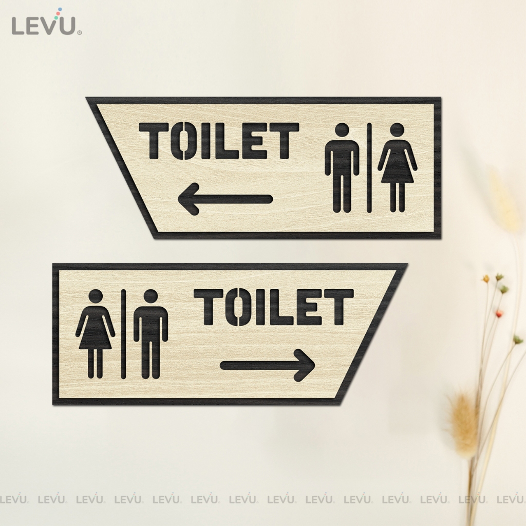 LEVU TL27S wooden toilet direction sign with laser engraving to ...