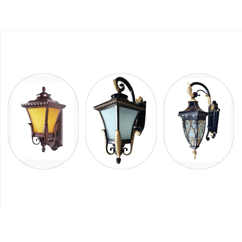 Outdoor wall lights, column lights made of powdercoated cast aluminum