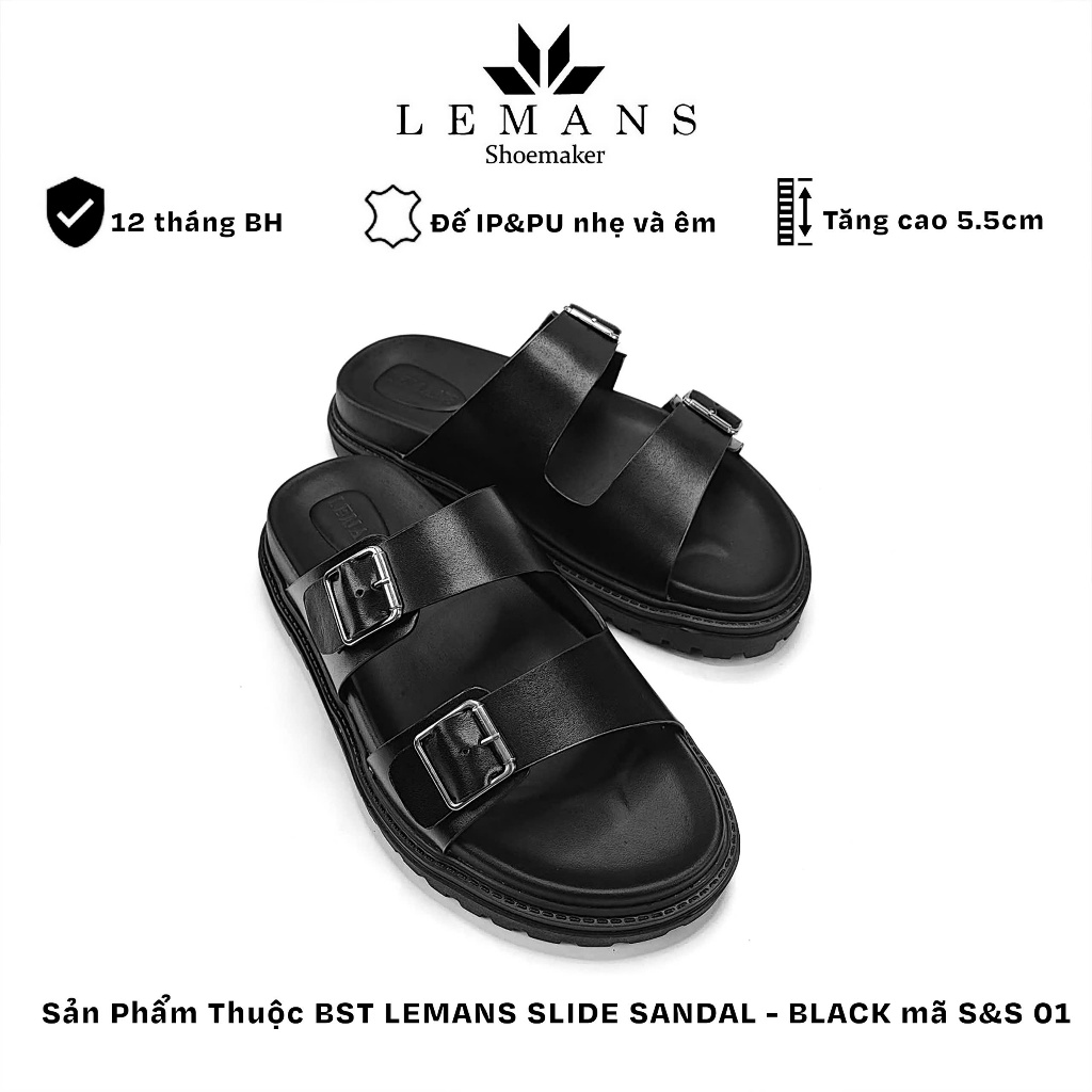 S&s 01 LEMANS SLIDE SANDAL with high rise, 5.5cm high 2layer sole, 3