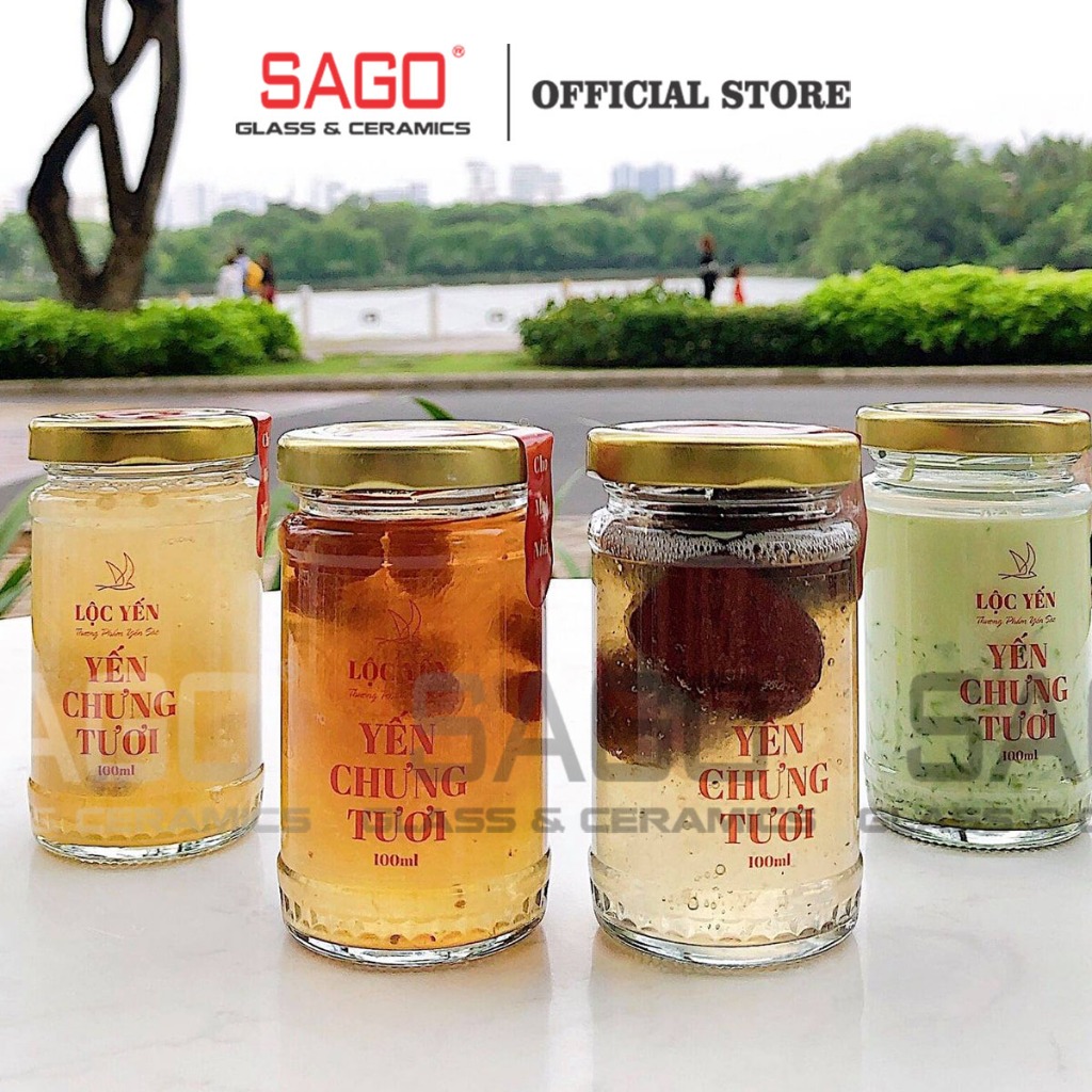 Glass Jar for Thai Bird's Nest 100ml with Tie Lid Imported from