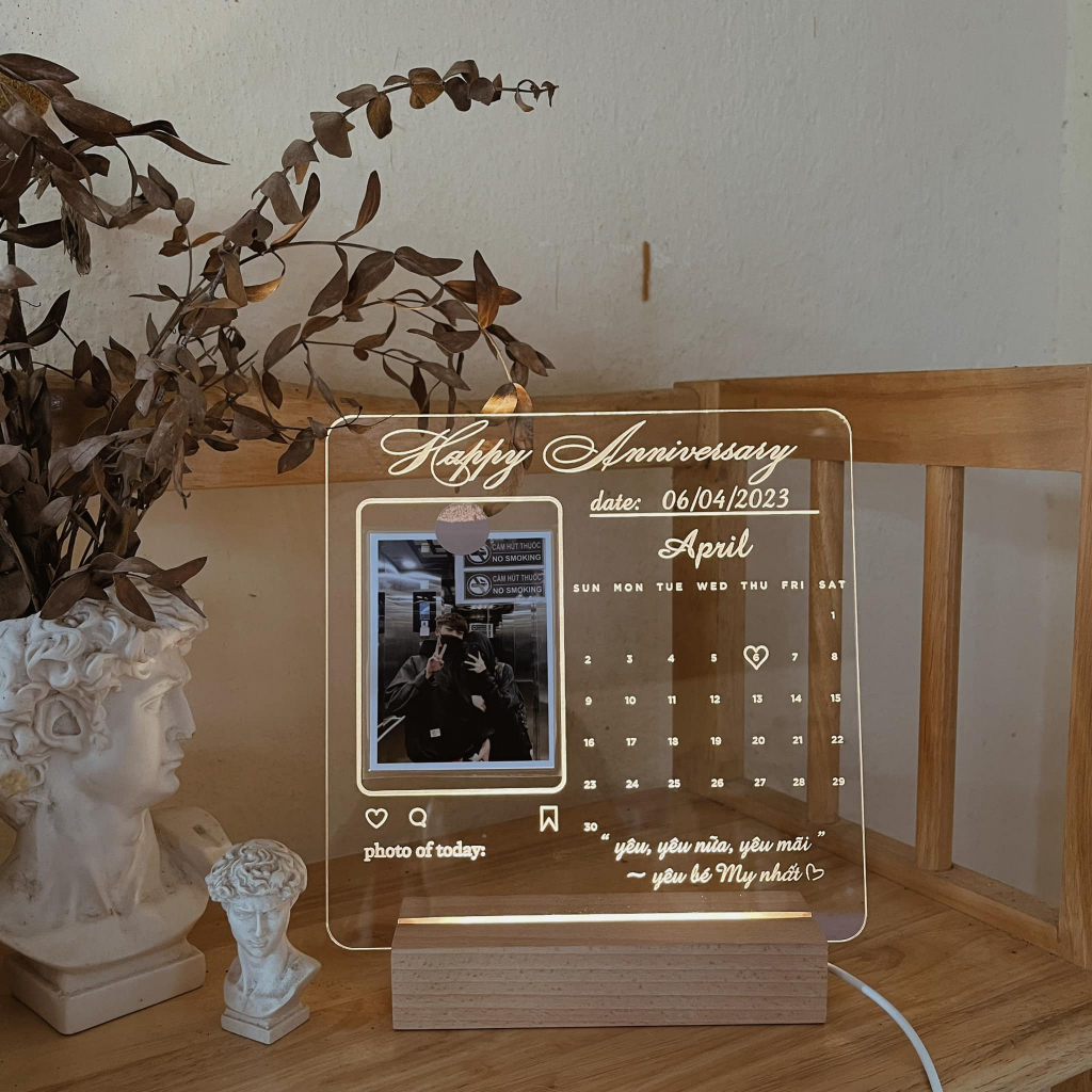 3D led calendar light as a anniversary gift for weddings, birthdays ...