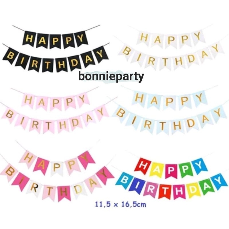 Happy Birthday lettering strings with laminated fishtail in various ...