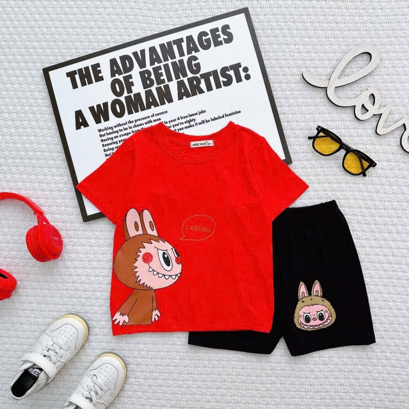Cute Labubu cold elasticshort sleeve set for boys and girls, sizes from ...