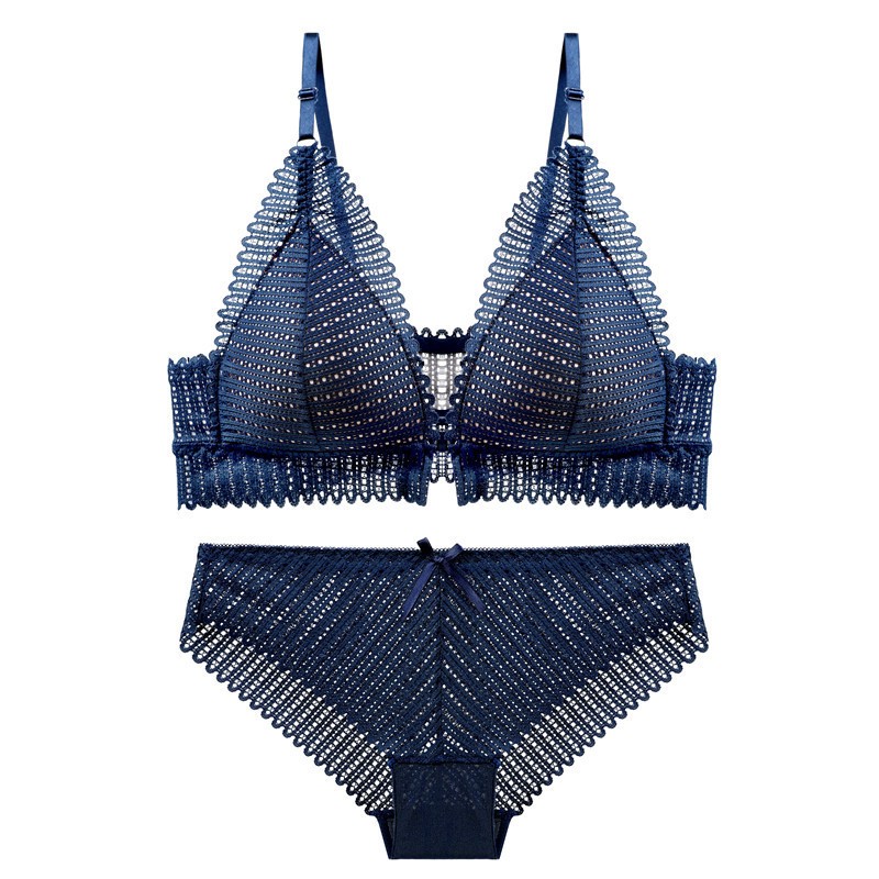 Women's Seamless Front-Clasp Wire-Free Lace Comfort Bra and Panty Set main image 0