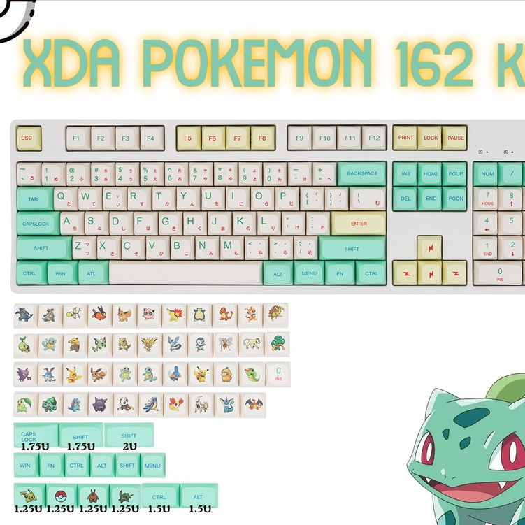 162 XDA POKEMON theme PBT mechanical keyboard buttons | Shopee Philippines