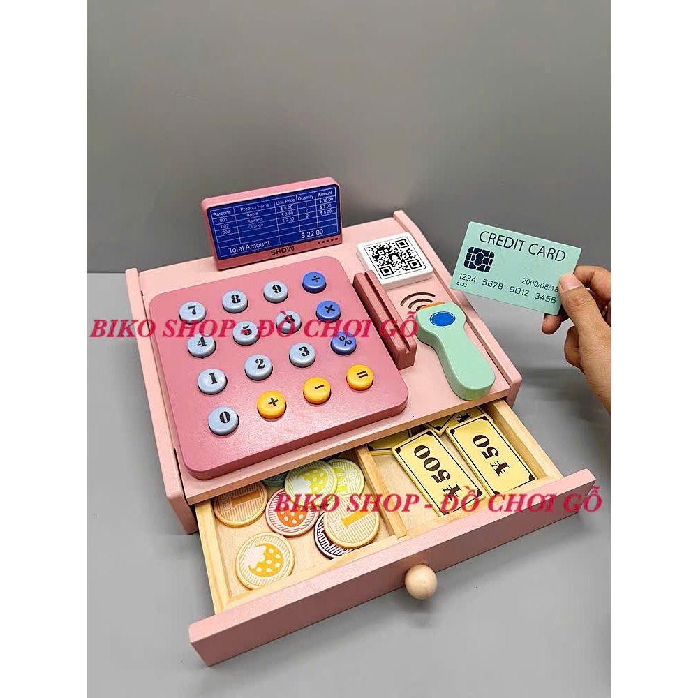 Wooden cash register and balance scale toys BIKO SHOP Shopee