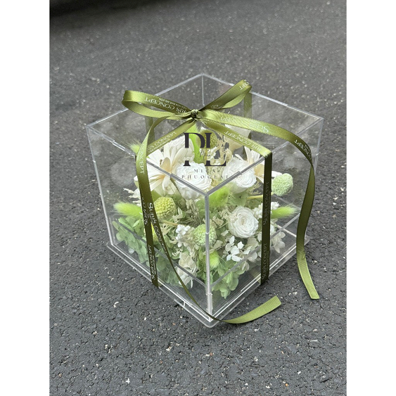 Transparent mica box for flower arrangements and gifts, size 15-15-15cm ...