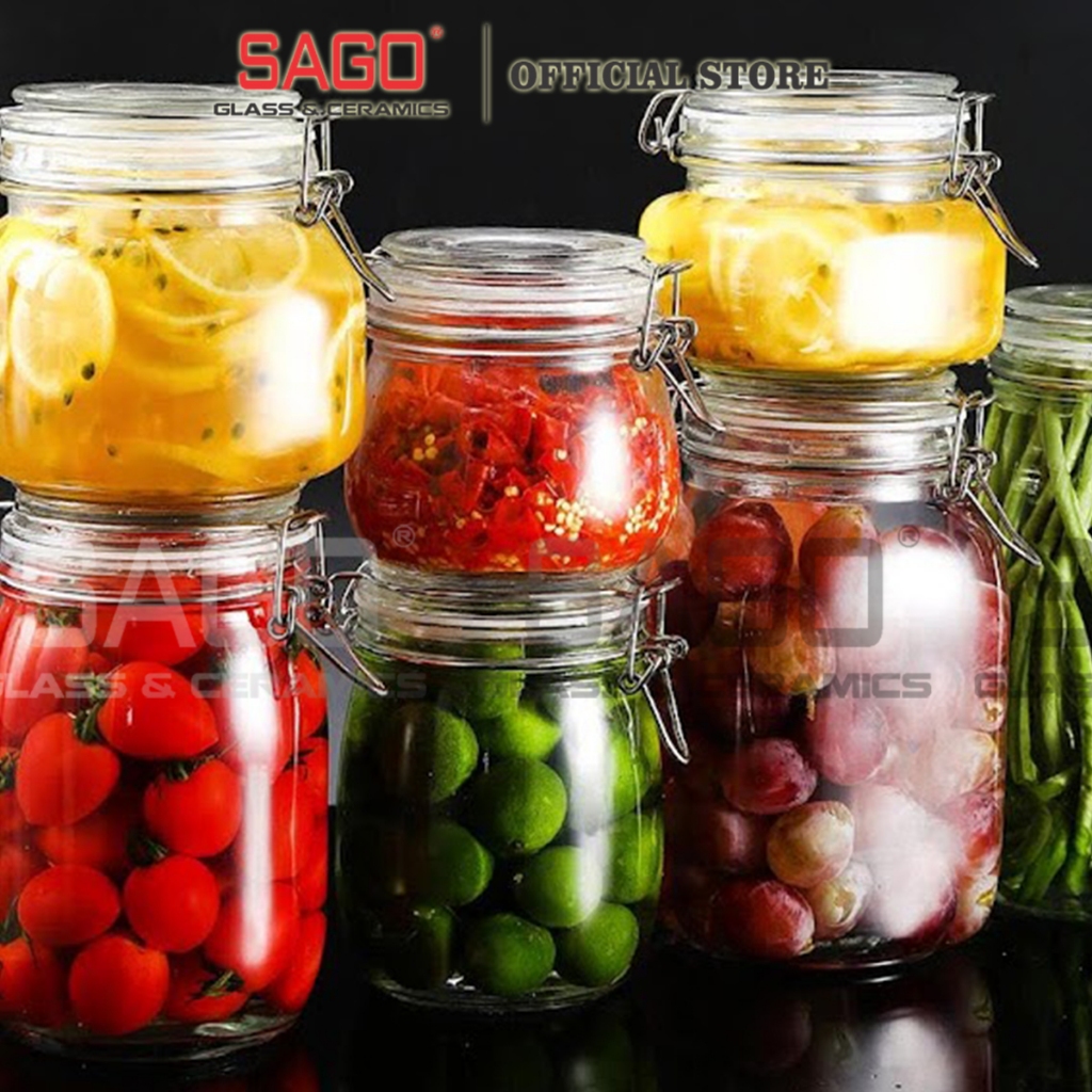 Glass Jar with Snap Lid and High Quality Steel Frame 500ml, 1000ml