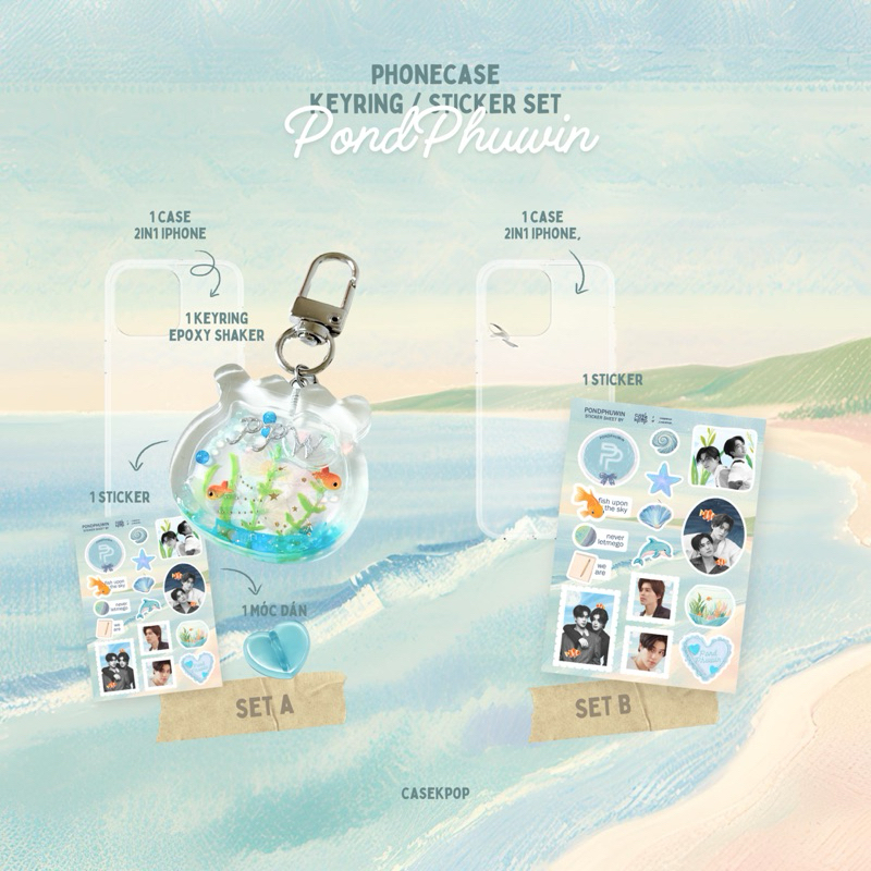 [iPhone] Pondphuwin Ocean phone case set border sticker Shopee