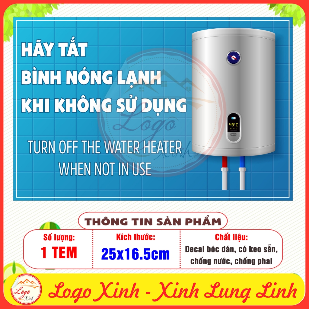 Logo Sticker Reminder to Turn Off The Water Heater - Water Heater After ...
