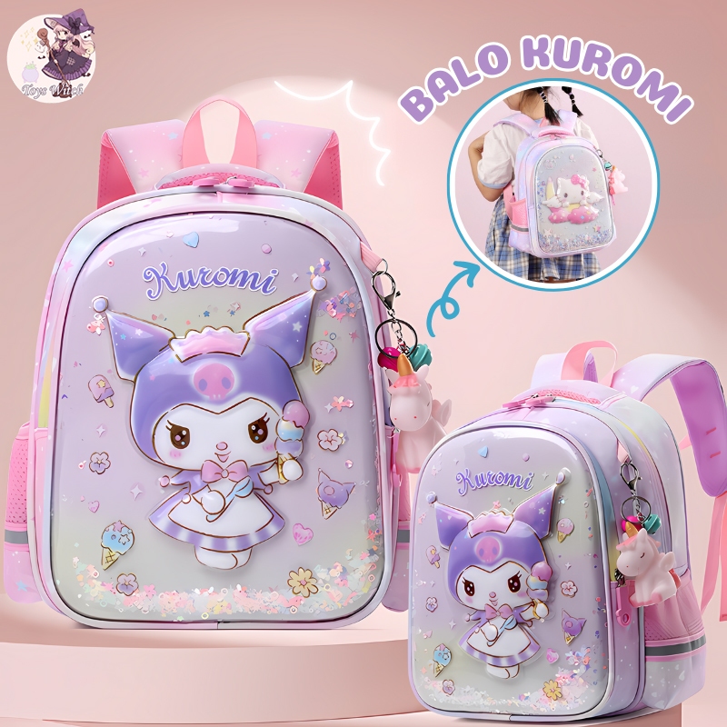 Anti-humpback School Backpack in the Shape of Kuromi / Hello Kitty ...