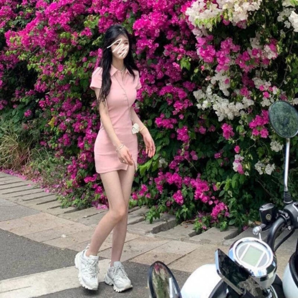 Women's polo dress, tank neck - slit dress O3866 | Shopee Philippines