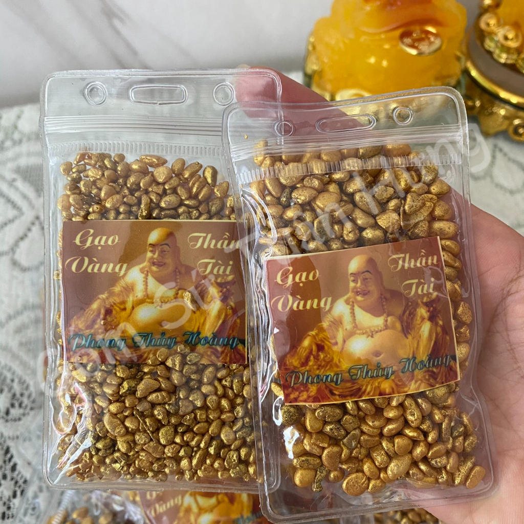 [Real Photo] God of wealth golden rice, golden rice loaded with bones ...