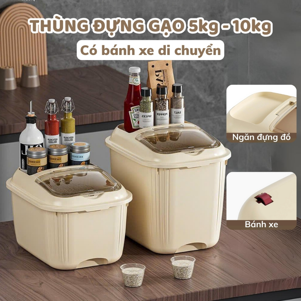 5kg, 10kg Rice Containers with Insect-Proof, Moisture-Proof Lid ...
