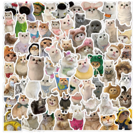10 cute dog and cat stickers, water bottle, phone, notebook stickers ...
