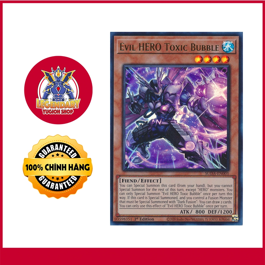 Yu-Gi-Oh Evil HERO Card YuGiOh! Evil HERO Toxic Bubble SUDA-EN001 Secret  Rare 1st Edition - Supreme Darkness SUDA-EN001 Ultra Rare 1st Edition  Shadow Attribute Card