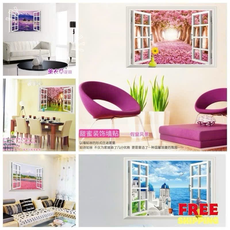 3D WINDOW WALL DECORATIVE STICKER - CHEAP PRODUCTS - KHOCUATHY | Shopee ...