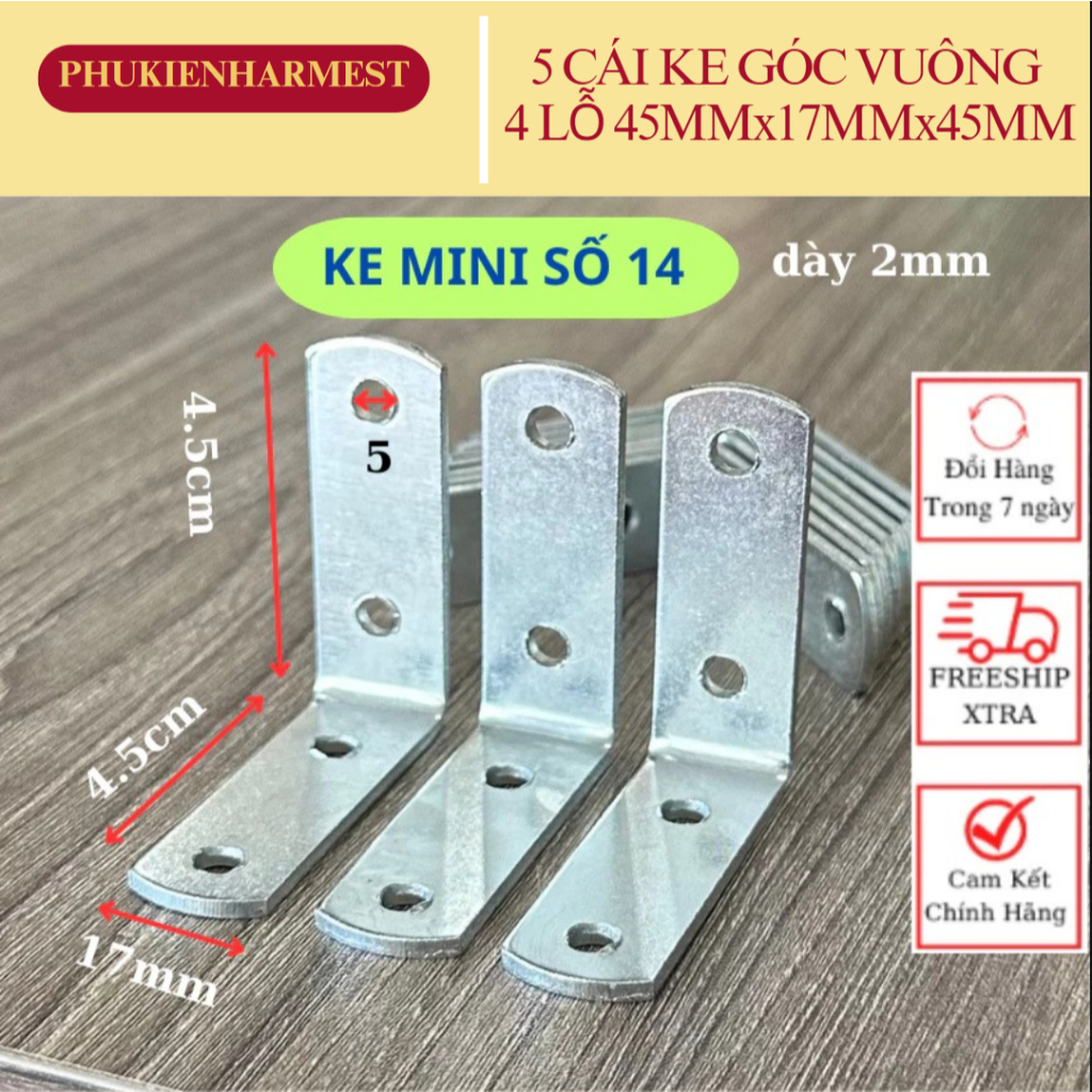 5 Pieces 4-hole Square Corner Brackets 45mmx17mmx45mm - L-shaped Corner ...