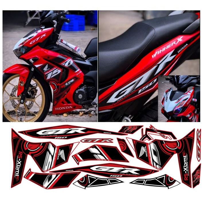 Winner x v3 gtr red black white stamp model 27 3-layer removable decal ...
