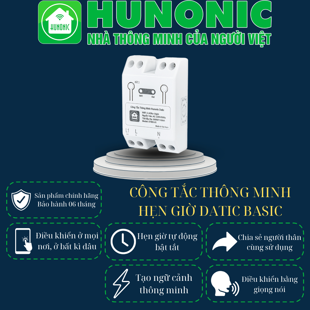 Hunonic Datic Basic Smart Switch, Remote Control, On/Off Timer | Shopee ...