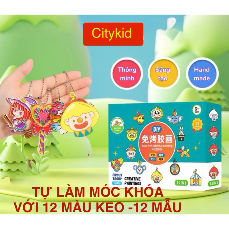 Crystal coloring toy, make your own super beautiful keychain with 12 ...