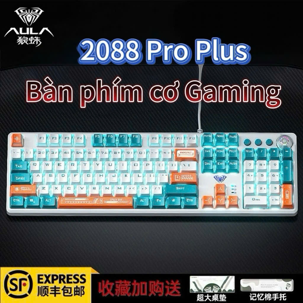 Aula F2088 PRO Gaming Blue Switch LED Mechanical Keyboard 20 Modes ...