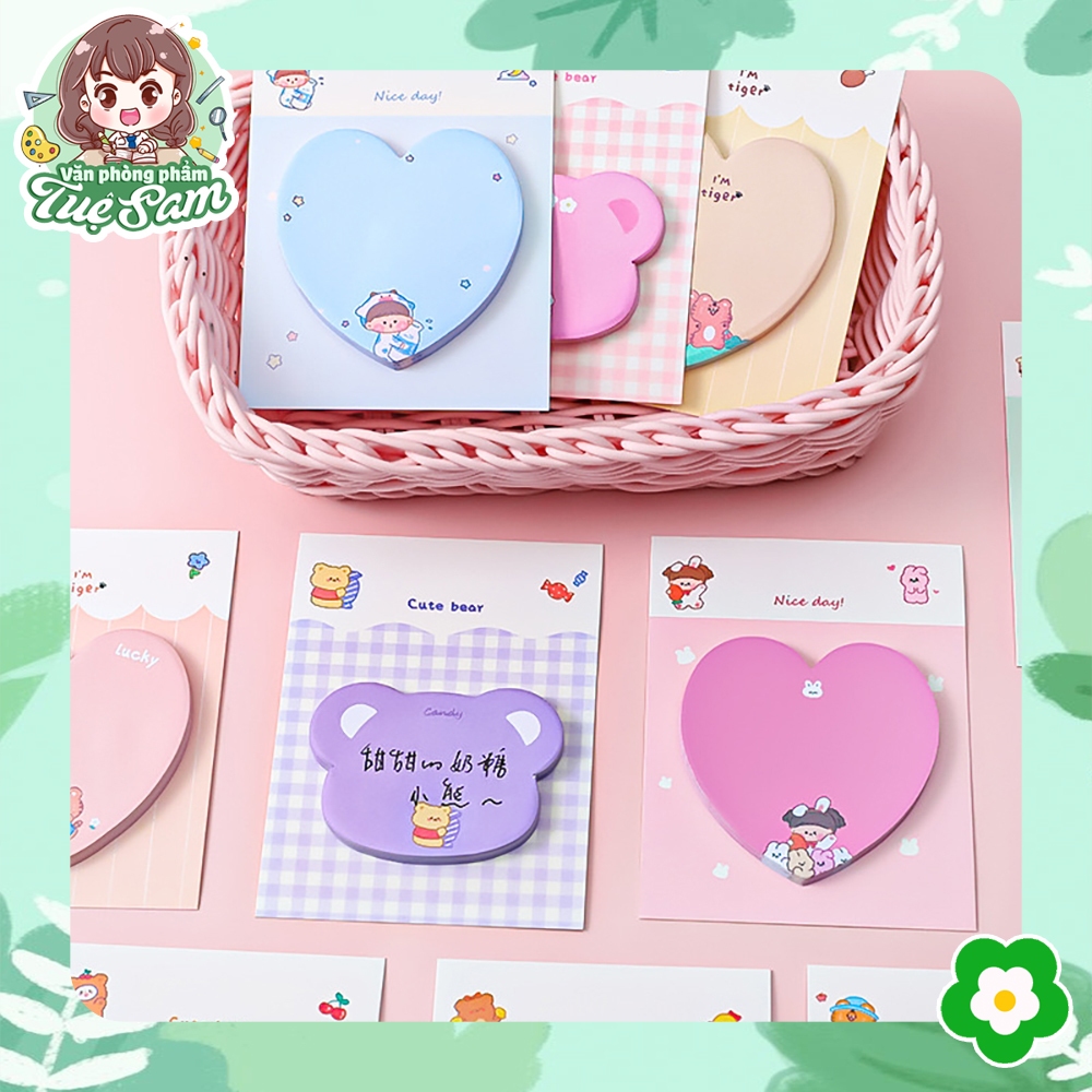 NT01 cute cartoon character heart note paper (30 sheets) | Shopee ...