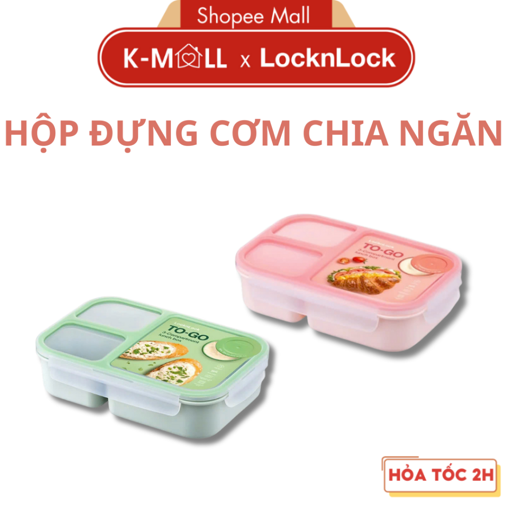 LocknLock TOGO HPL781 3-compartment Plastic Lunch Box, 980ml capacity ...