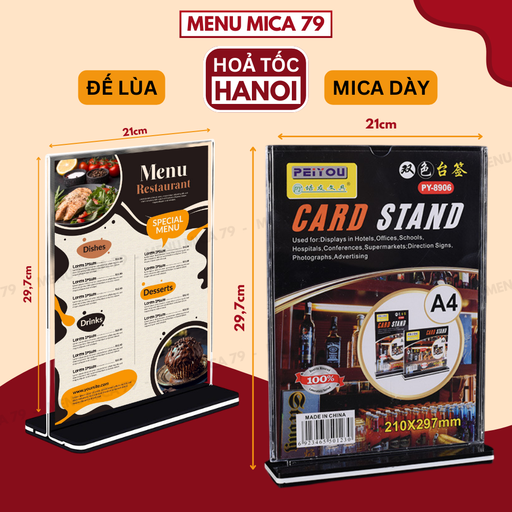 Mica menus of all colors and sizes, vertical tabletop menu shelves with ...